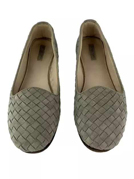Slipper Bottega Veneta Intrecciato Camurça Cinza