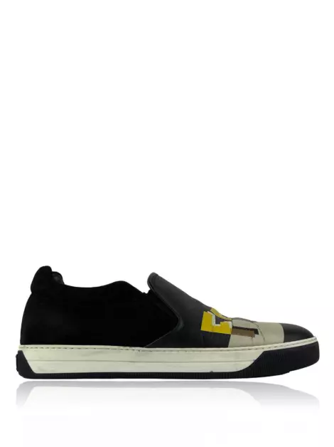 Slipper Fendi Camurça Logo Preto
