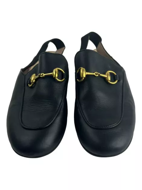 Slipper Gucci Horsebit Couro Preto
