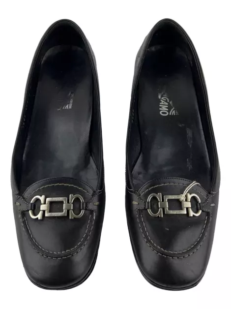 Slipper Salvatore Ferragamo Gancini Couro Preto