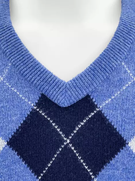 Suéter Pringle Lã Azul Estampado