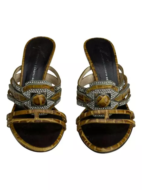 Tamanco Giuseppe Zanotti Embossed Couro Marrom