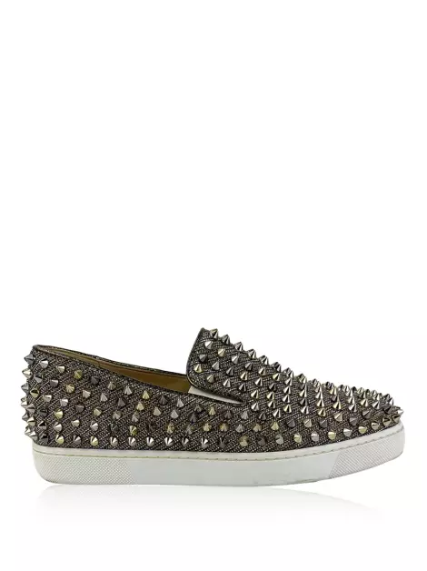 Tênis Christian Louboutin Spikes Slip On Prata