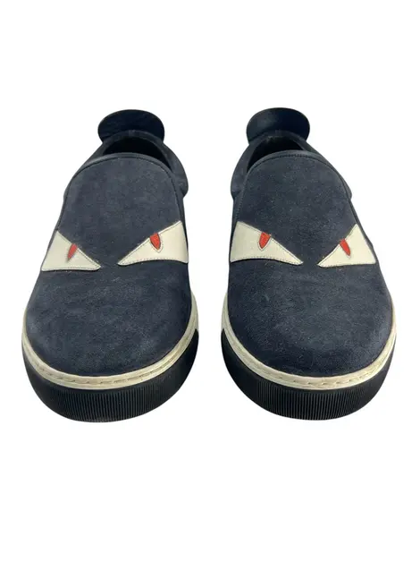 Tênis Fendi Eye Monster Slip On Azul Marinho