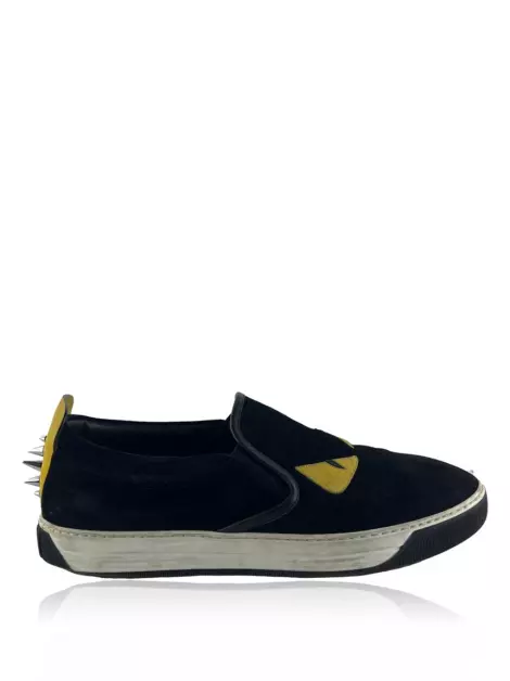 Tênis Fendi Monster Eye Slip On Suede Preto