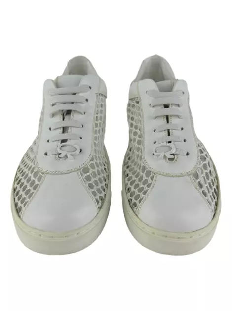 Tênis Gianvito Rossi Fish Net Panel Low Off-White
