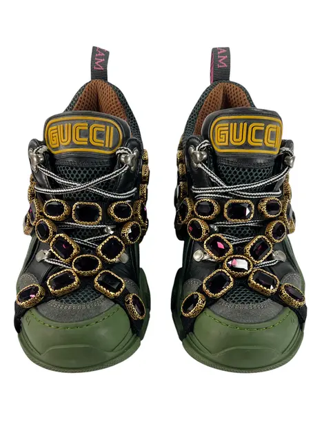 Tênis Gucci Flashtrek x SEGA Removable Crystal Verde