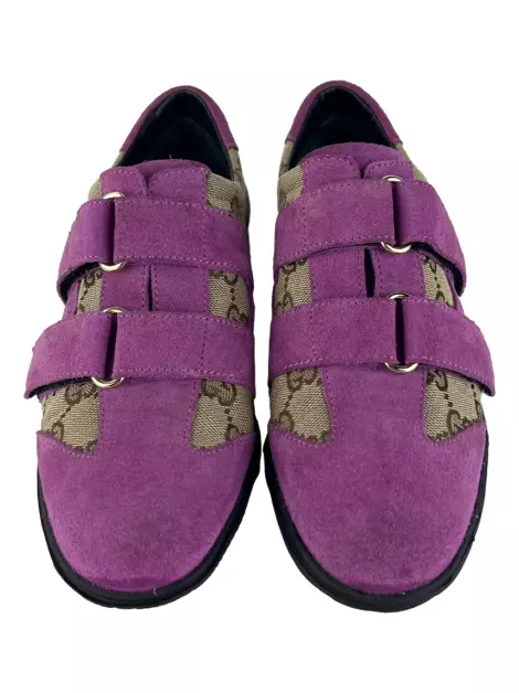 Tênis Gucci Monograma Camurça Rosa