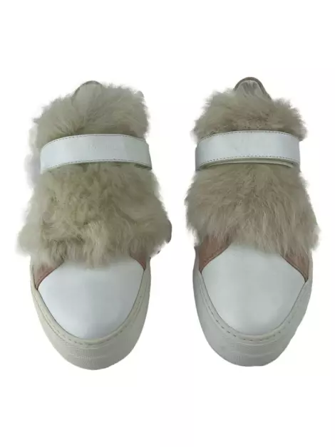 Tênis Moncler Victoire Faux Fur Branco