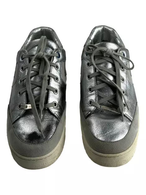 Tênis Stella Mccartney Signature Logo Prateado