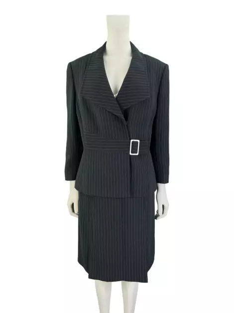 Terno Tahari Arthur S. Levine Risca de Giz Preto