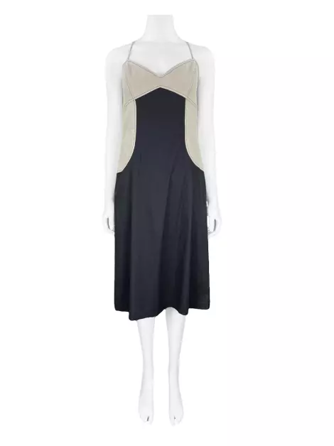 Vestido Alcaçuz Tecido Recortes Bicolor