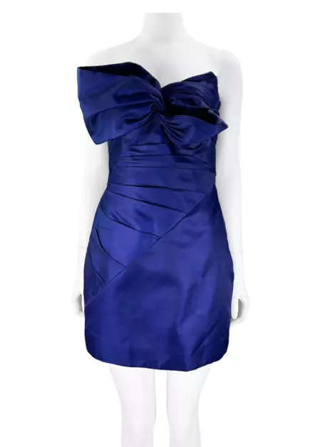 Vestido André Lima Seda Estruturado Azul