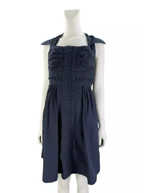 Vestido André Lima Texturizado Azul Marinho