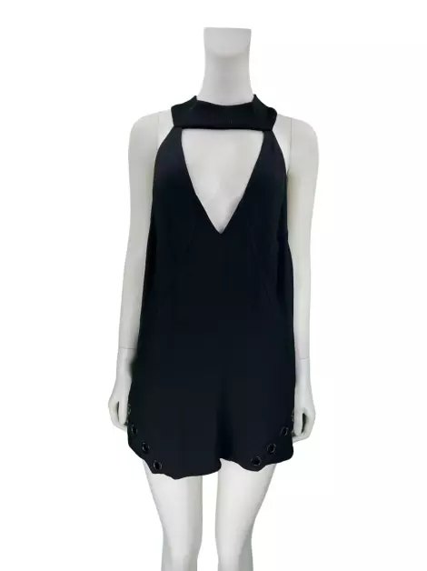Vestido Animale Ilhós Preto