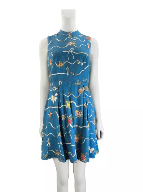 Vestido Antix Estampado Azul