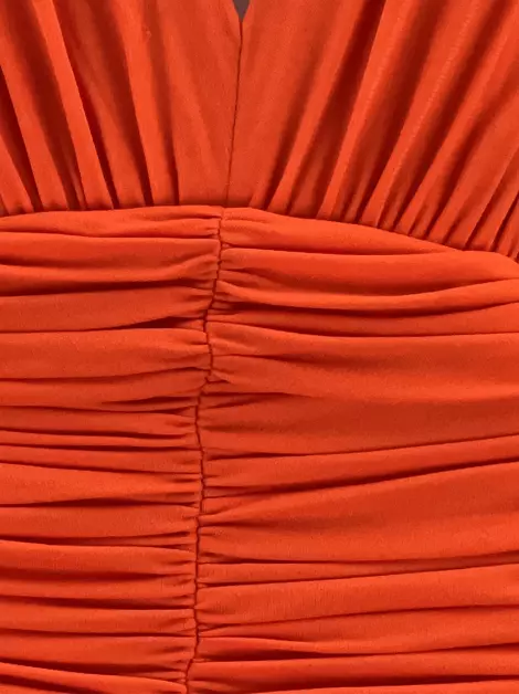 Vestido Balmain Drapeado Laranja