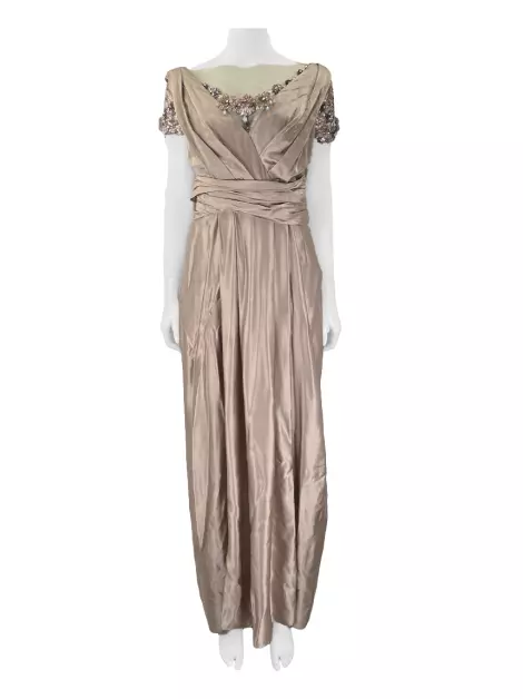 Vestido Barbara Bela Bordado Bege