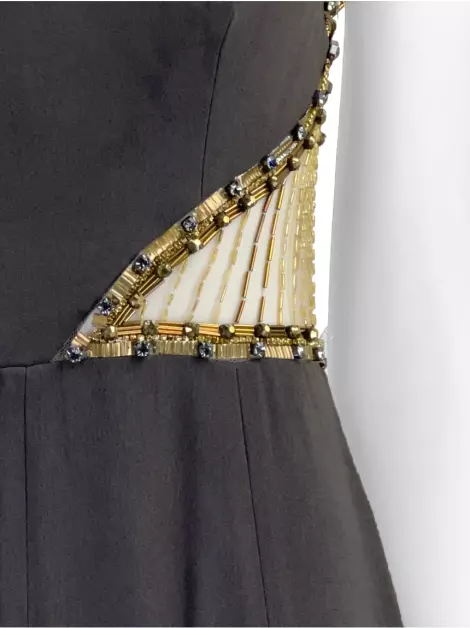 Vestido Barbara Bela Bordado Marrom
