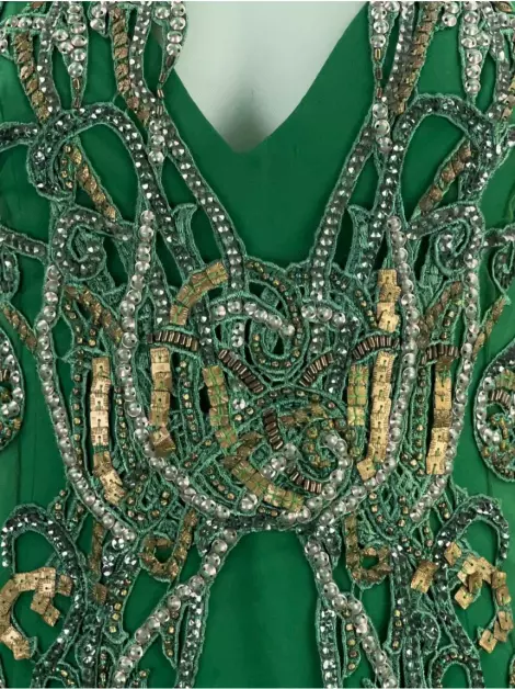 Vestido Barbara Bela Bordado Verde