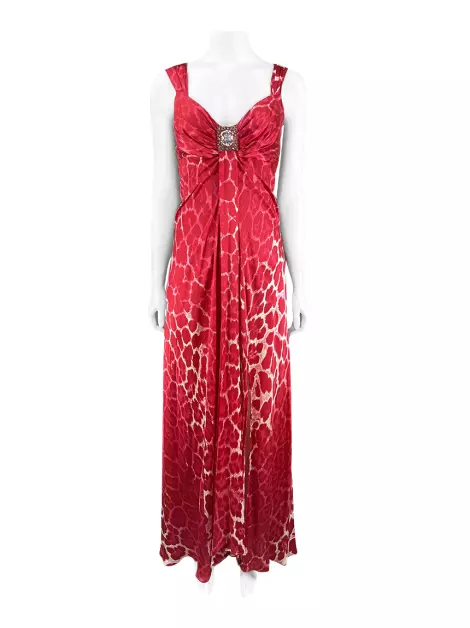 Vestido Blumarine Longo Estampado Vermelho