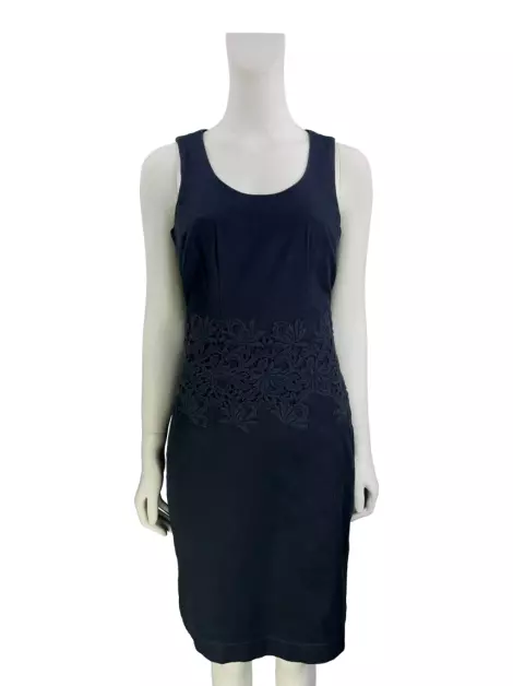 Vestido Brooksfield Aplicação Bordado Azul