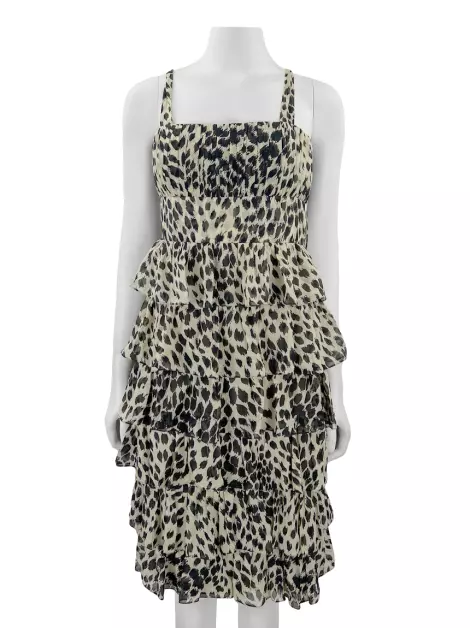 Vestido Brooksfield Babados Leopardo