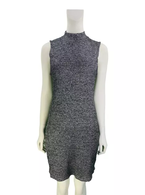 Vestido CANAL Canelado Chumbo