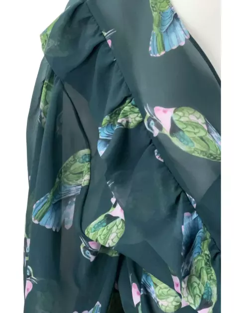 Vestido Carol Kucher Pássaros Verde