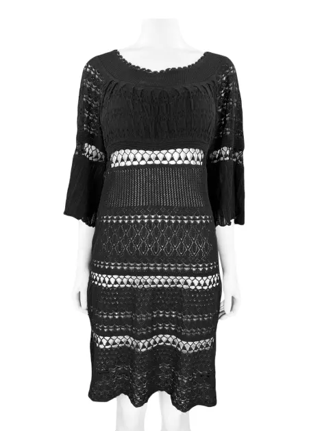 Vestido Catherine Malandrino Crochê Preto