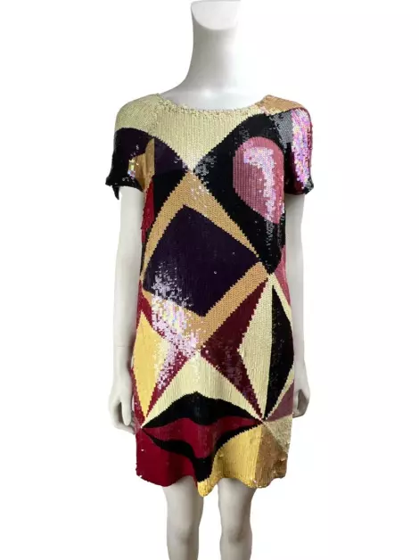 Vestido Catherine Malandrino Paetês Geométrico