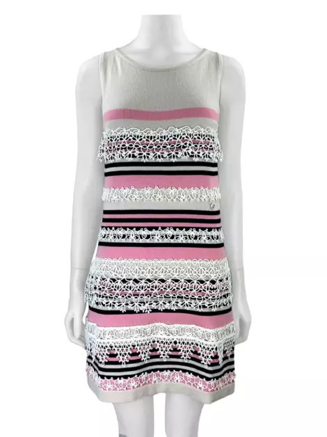Vestido Chanel Cashmere Listrado Rosa