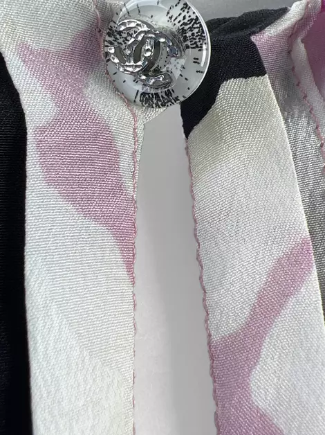 Vestido Chanel Seda Plissado Floral