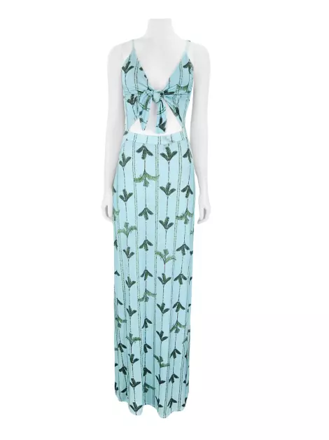 Vestido Cia. Marítima Malha Azul Estampado