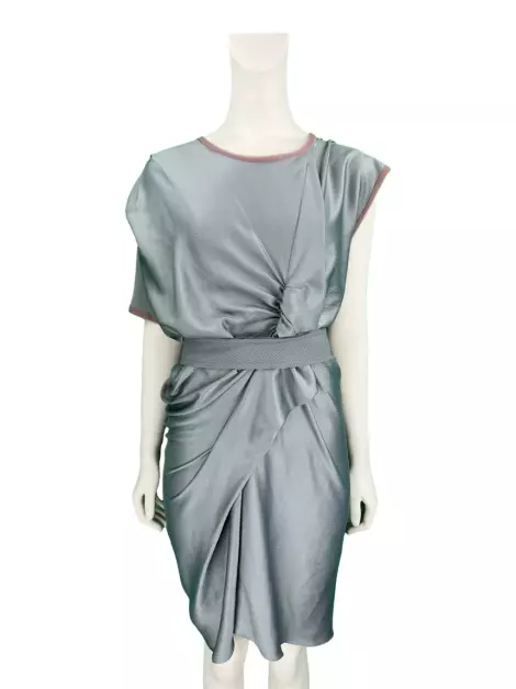 Vestido Clo Orozco Acinturado Cinza