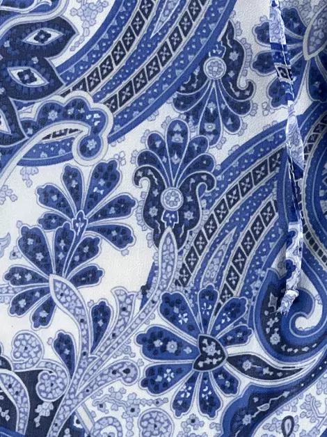 Vestido Costume Babados Azul Estampado