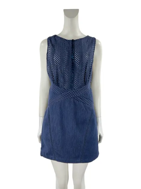 Vestido Cris Barros Bordado Azul