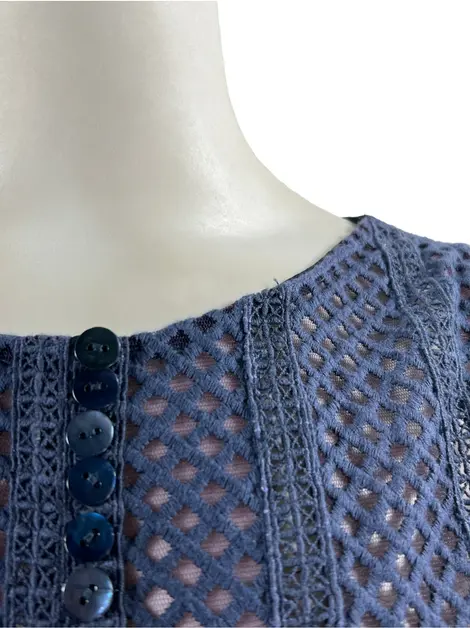 Vestido Cris Barros Bordado Azul