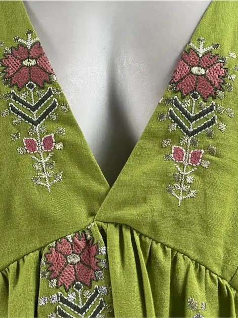 Vestido Cris Barros Bordado Verde