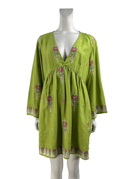 Vestido Cris Barros Bordado Verde