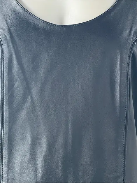 Vestido Cris Barros Couro Preto