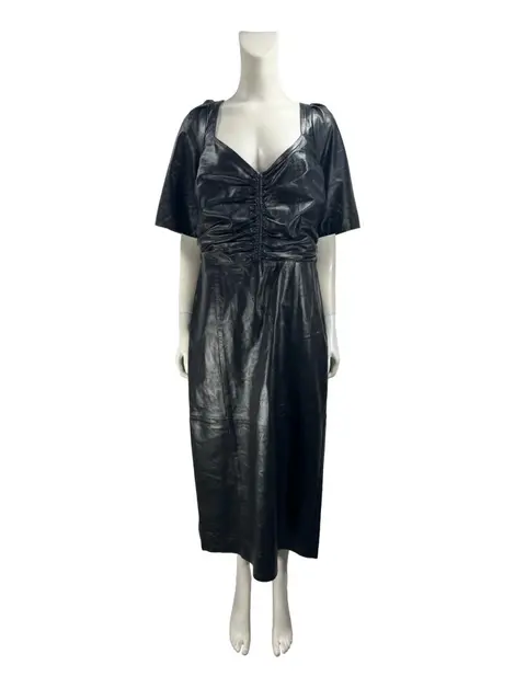 Vestido Cris Barros Couro Preto