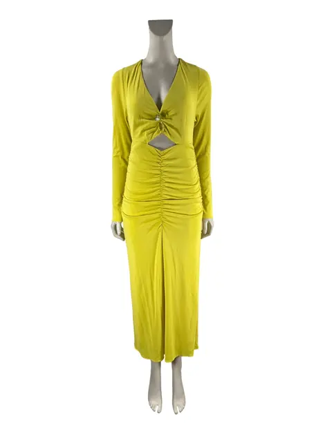 Vestido Cris Barros Tecido Amarelo