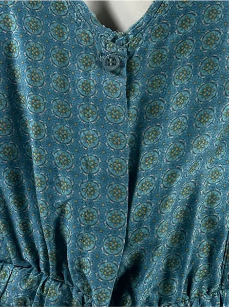 Vestido Cris Barros Tecido Azul Estampado