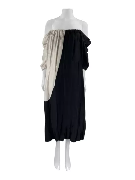 Vestido Cris Barros Tecido Bicolor