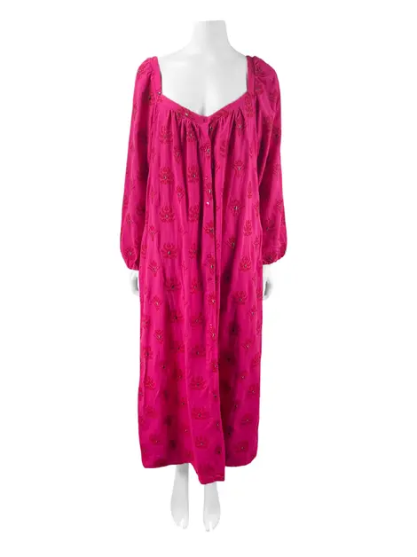 Vestido Cris Barros Tecido Rosa Bordado