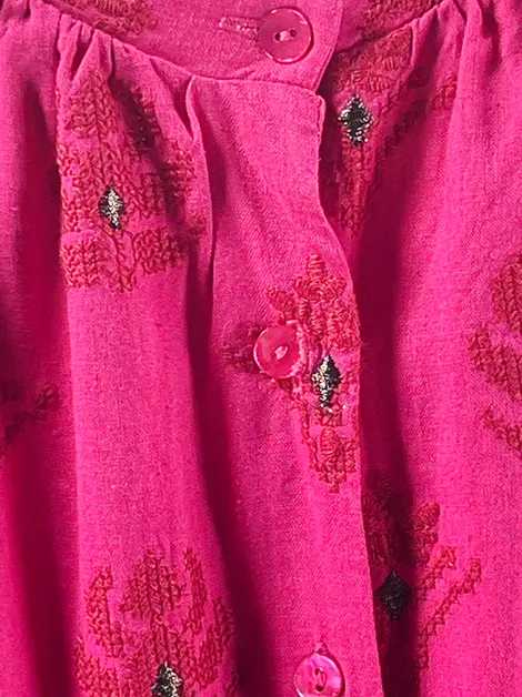 Vestido Cris Barros Tecido Rosa Bordado