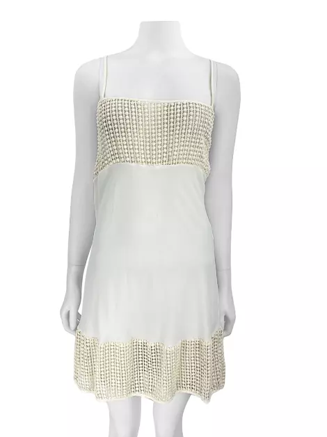 Vestido Cris Barros Texturizado Off White
