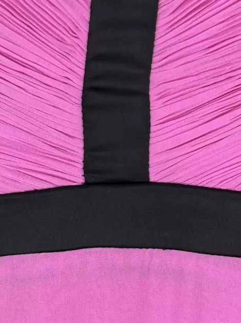 Vestido de Festa Arthur Caliman Drapeado Rosa e Preto