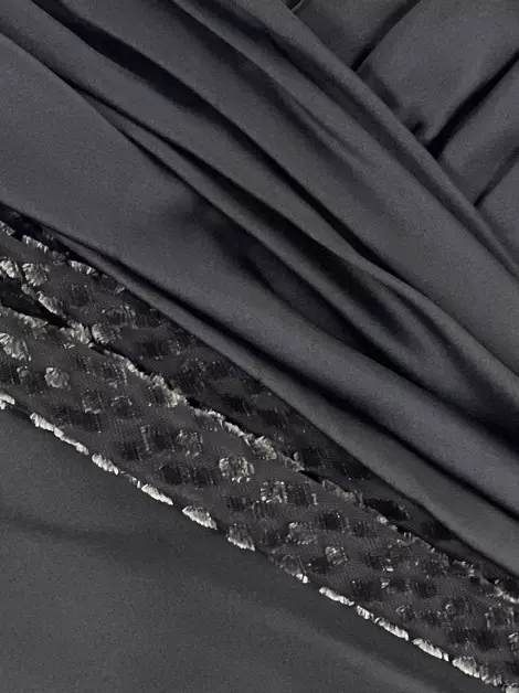 Vestido de Festa Barbara Bela Drapeado Babados Preto